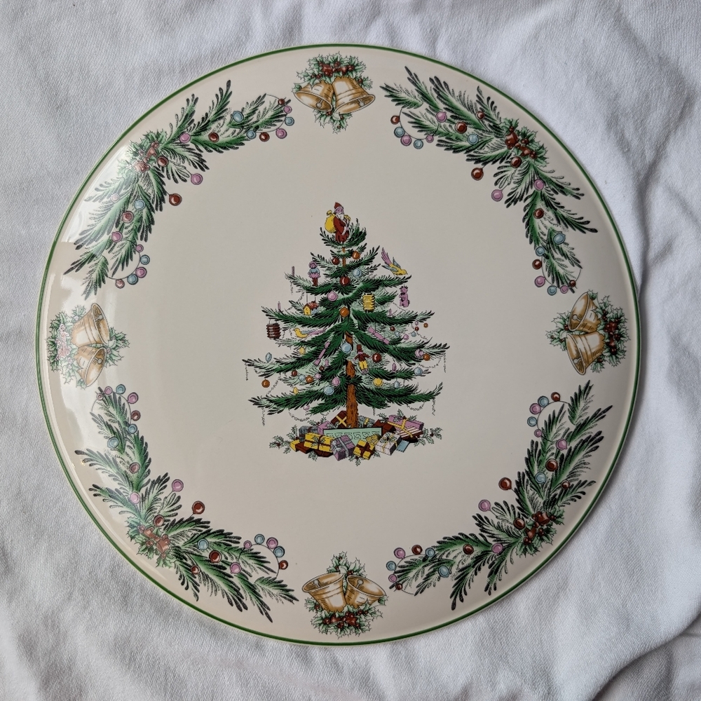 Spode Christmas Tree Garland Porcelain Cake Cheese Plate Discontinued